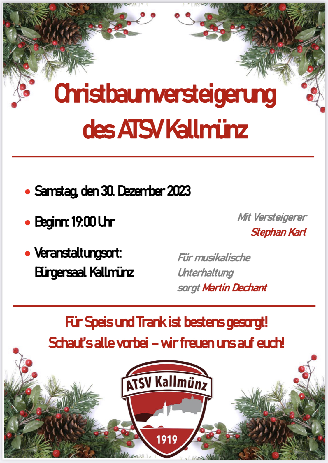 Christbaumversteigerung 2023 @ Bürgersaal Kallmünz